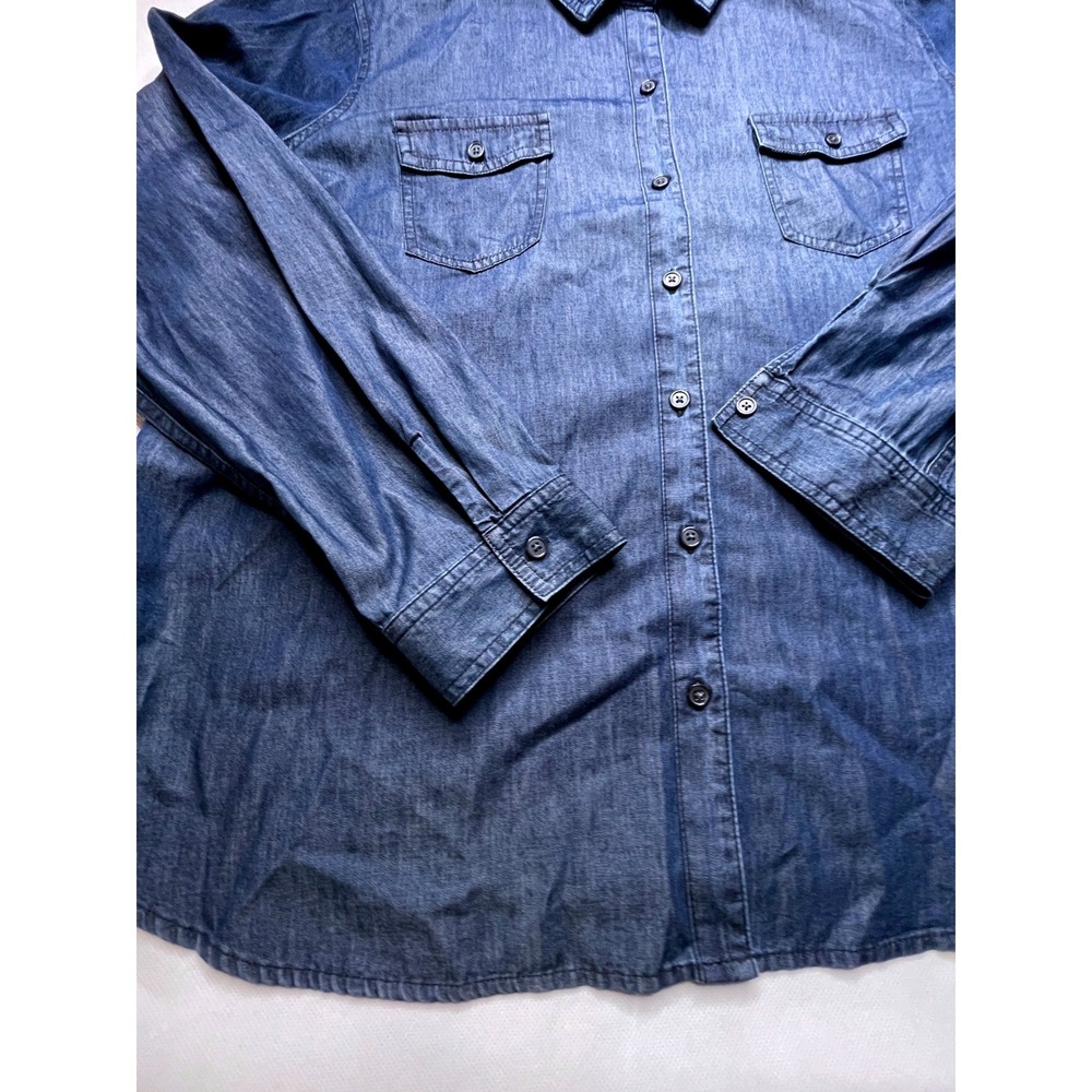 Old Navy Shirt MENS XXL Blue Denim Button Down Heavyweight Workwear 386243-05-1 - Picture 2 of 12